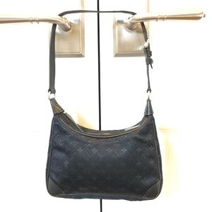Louis Vuitton Mini Boulogne Black Satin PM Bag